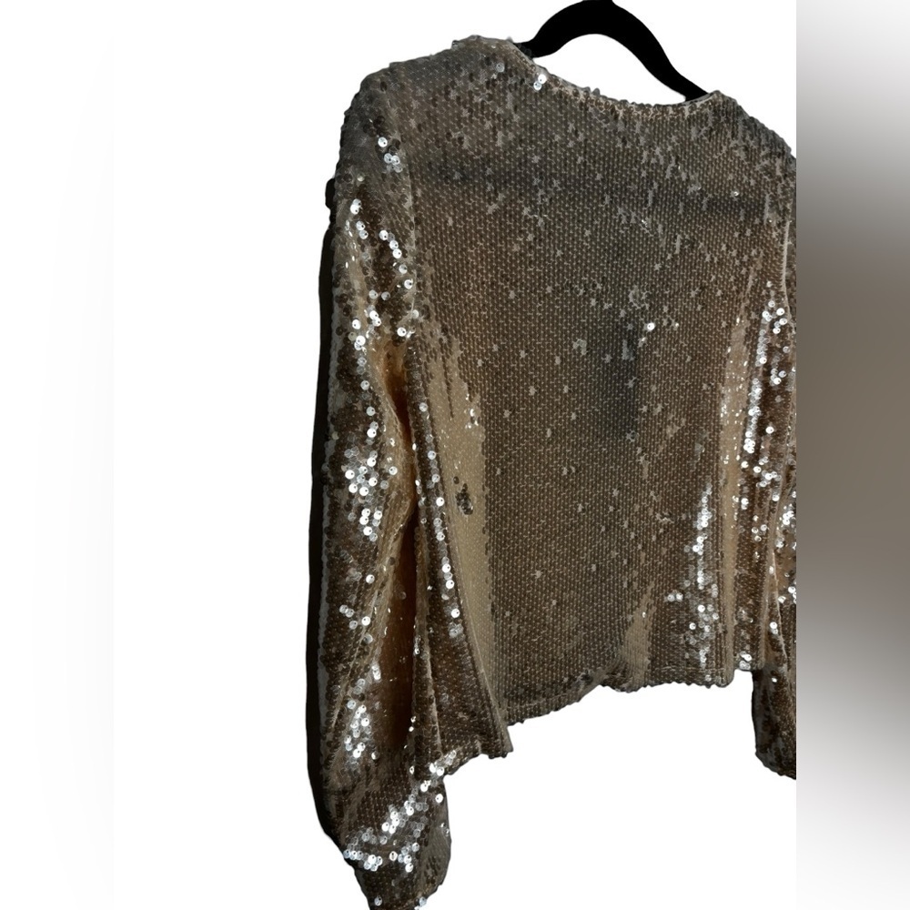 Gianni Bini Kate Sequin V-Neck Long Sleeve Tie Front Cardigan Size Medium NEW - Picture 8 of 11
